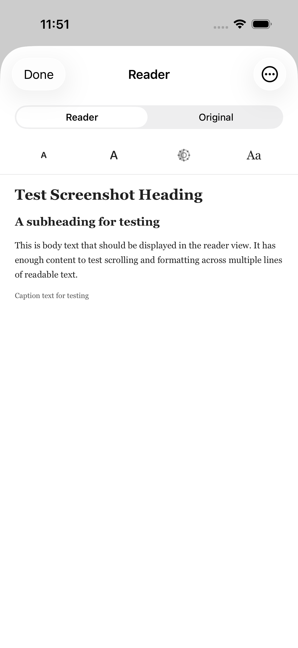 Shot Reader reader view in light theme showing extracted text with headings and body content
